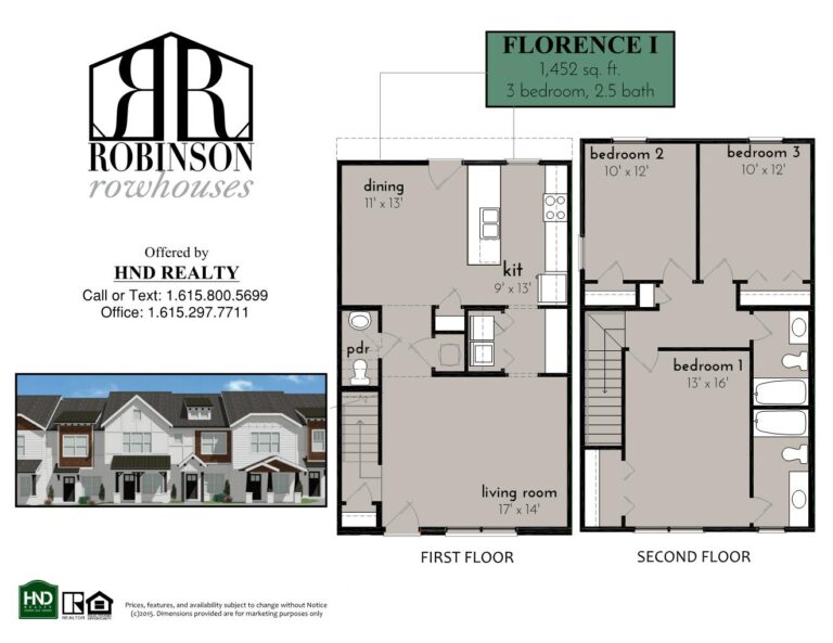 Robinson Rowhouse Townhomes - Florence I Floorplan
