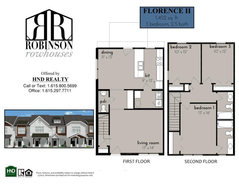 Robinson Rowhouse Townhomes - Florence II Floorplan